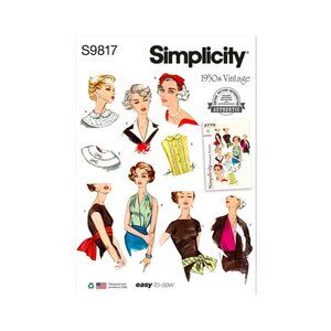 Simplicity 9817 Vintage 50s Sewing Pattern Misses' Neckwear Headband Dickey Sash